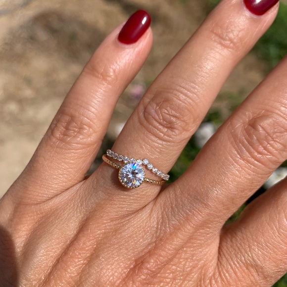 14k yellow gold engagement ring Wedding band Size 7 - Picture 5 of 8